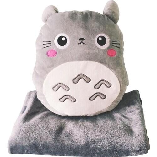 Totoro Plush Pillow Multifunction 3 in 1 Throw Pillow Totoro Hand Warm Pillow Cushion Baby Kids Blanket Stuffed Anime Figure Toy