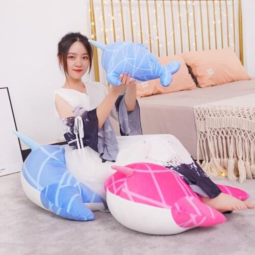 40-80CM Original God Game Whale Pillow Plush Doll Throw Pillow Cute Whale Plush Toy Soft Stuffed Cartoon Animal Fish Doll