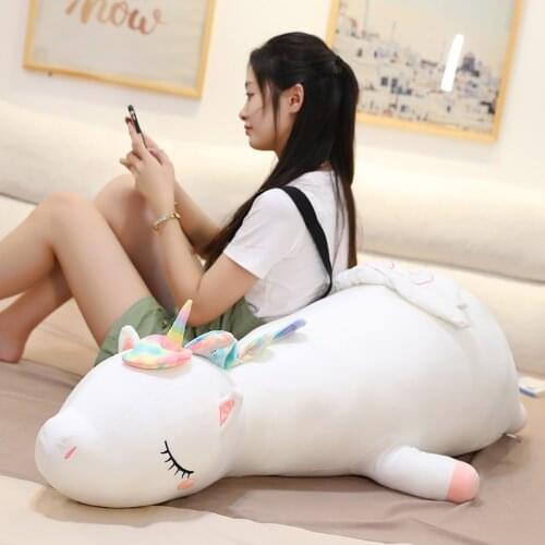 60/80/105CM New Cushion Color Animal Cartoon Unicorn Pillow Deer Plush Toy Valentine Day Gifts Home Decoration