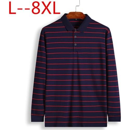 Plus 8xl 6xl casual long sleeve business mens shirts male striped brand polo shirt designer men tenis polos camisa social