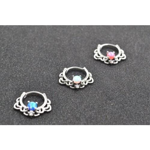 Lot10pcs 16g CZ Clicker Opal Hoop Septum Jewerly Nose Ring body piercing jewelry Ring Earring Ear Daith Helix Rings