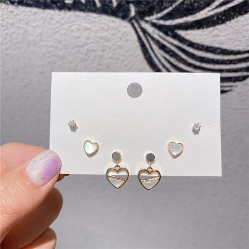 SHELA Heart Earrings Set For Women Ear Ring Natural Shell Cubic Zirconia Fashion Jewelry S925 Sterling SilverPin High Quality