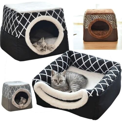 Warm Pet Cat Kennel Dog Bed Sofa Cat Mats Cage House Kennel Pet Products Winter Sleeping Nest Cushion Basket