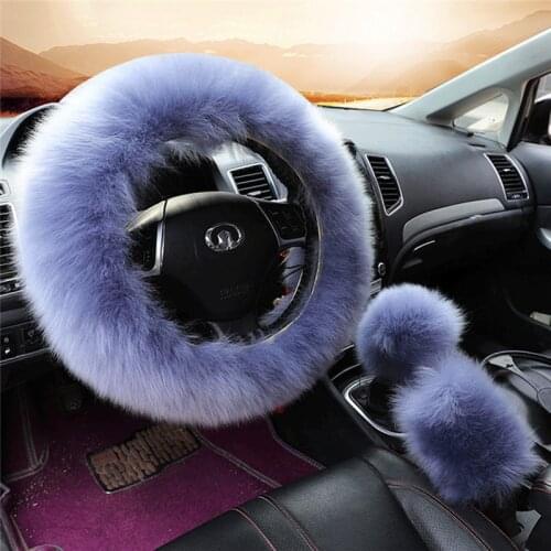 Generic Multicolor Fluffy Steering Wheel Cover Cute Kawaii Fluffy Car Accessories Car Steering Wheel Cover Solid Color