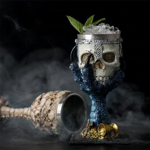 Horrible Resin Stainless Steel Design Wine Glass Horror Cup Skull Goblet Perfect Gift Skull For Lovers Halloween Theme Parties