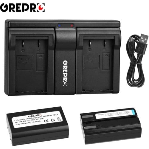 2Pcs 1400mAh EN-EL1 ENEL1 Battery + Dual USB Charger for Nikon Coolpix 500, 775, 880, 885, 990, 995, 4300, 4500, 4800, 5000