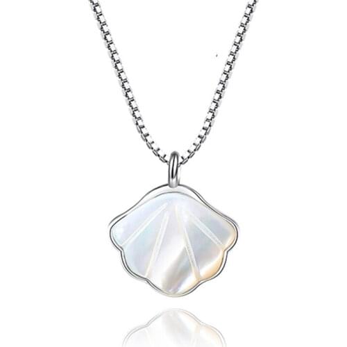 ESC4 Female S925 Sterling Silver Light Luxury Niche Clavicle Chain White Fritillary Pendant Shell Necklace