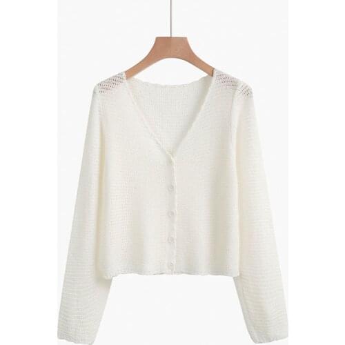 Korean Short Sweater Women V-Neck Knitted Cardigan 2021 Fashion Single Breasted Women Long sleeve Cardigan Sweater Female