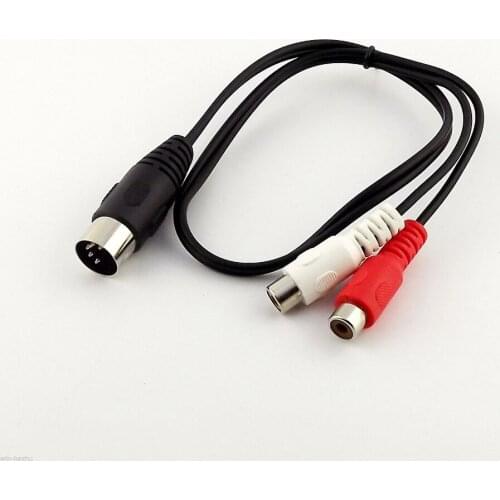 10pcs 5 Pin DIN Male Plug to 2x RCA Female Jacks Converter Audio Cable 50cm