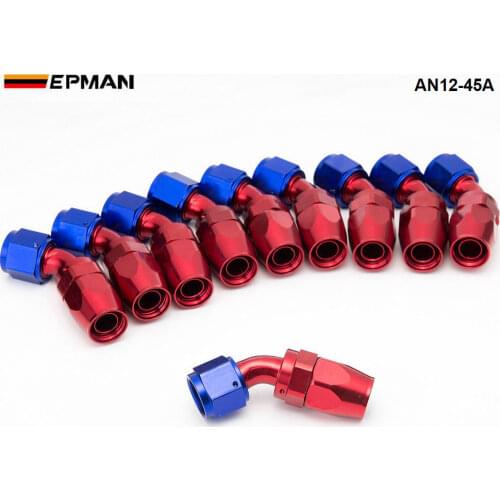 10pcs /set 45 Degree AN12 Aluminum Oil cooler Hose Fitting Fuel Push-On Hose End fittings Adaptor AN12-45A