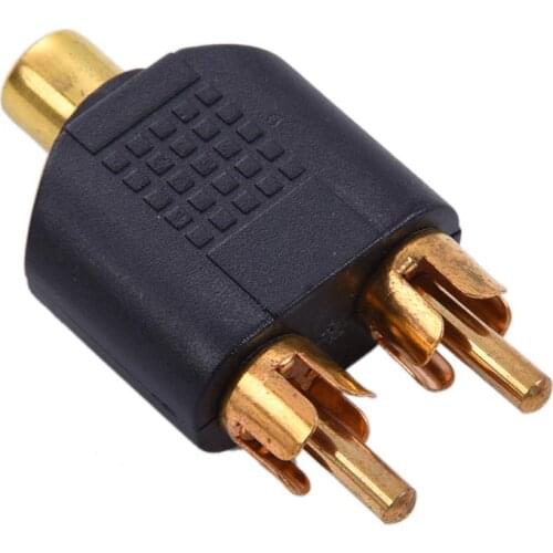 1RCA Female To 2RCA Male Adapter AV Audio Plug RCA Female To Male RCA Y Splitter