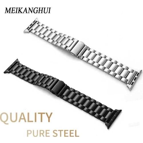 Stainless Steel Link Bracelet Strap For Apple Watch band 42mm 38mm Metal Wrist watchband For Iwatch 3 2 1 Accessories Belt Black