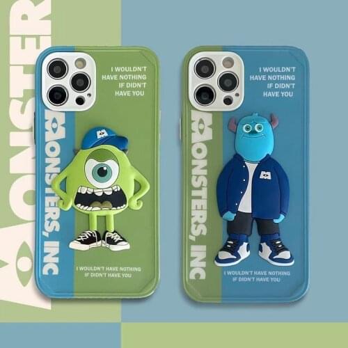 Disney three-dimensional fur monster big eyes all-inclusive mobile phone case for iPhone 12 11 Pro Max 7 8 Plus X XR XS case