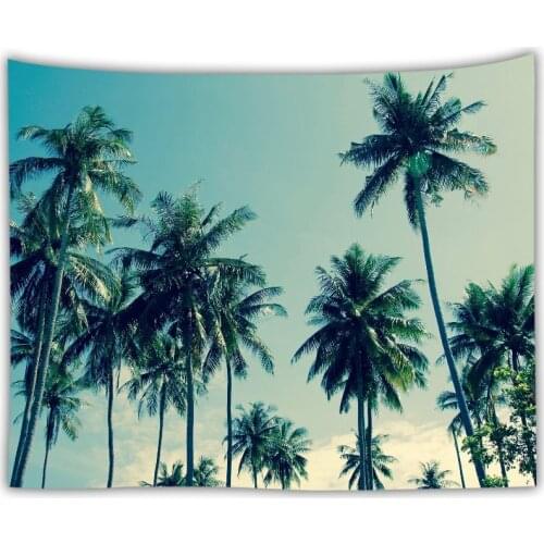 Tapestry Wall Hanging home decor curtains spread covers cloth blanket art tapestry Beach Towel coconut palm tree leaves sunset