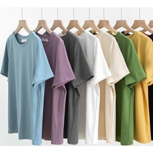 18 color Cotton T-shirt Womens new All-match bottoming shirt loose and simple solid color top female summer Causal Tee