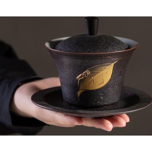 Stoneware Gai Wan Cha Cup Kung Fu Tea Household Tea Ceramic Queen Sancai Tureen Cup Dry-Bulb Teacup Gaiwan Sopera De Ceramica