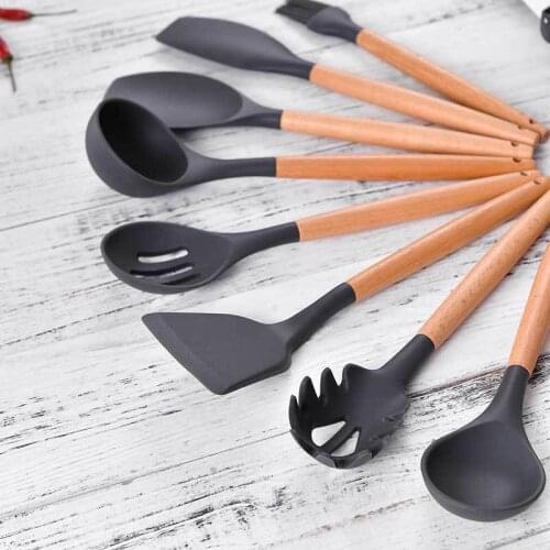 Kitchen Utensil Silicone Spatula Heat-resistant Soup Spoon Turner Non-stick Cooking Utensil Shovel Tong Cookware Baking Gadget