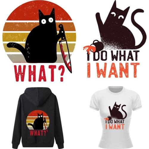 Anime Cat Patch T Shirt Sticker Heat Transfer Vinyl DIY Patches For ClothesThermo Stickers Decal Clothing Stripe Parches Ropa