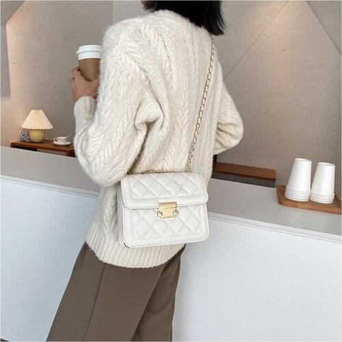 2021 New Fashion Rhombus Chain Crossbody Shoulder bag Women Pu Leather Mini Flap Crossbody Bag Casual Messager Bag Ladies Sac