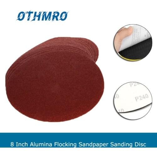 15Pcs 8 Inch Paper Circular Flocking Sandpaper Alumina Abrasive Sanding Disc Woodworking Electric Grinding Tools