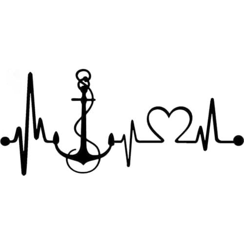 19cm*8.4cm Boat Anchor Heartbeat Monitor Fashion Car-Styling Stickers Black/Silver S3-4952