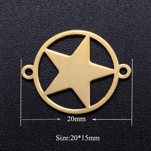 5pcs/lot Star Disc Stainless Steel DIY Connector Charms Wholesale Factory Sale Jewelry Finding Supplies