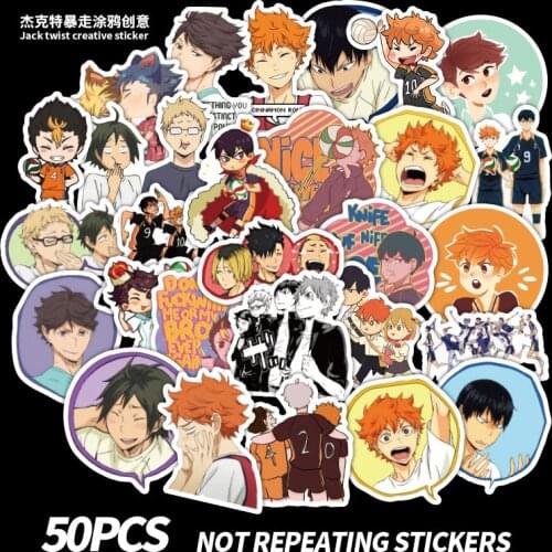 50pcs/set Anime HAIKYUU Stickers Graffiti PVC Waterproof for Suitcase Luggage Car Stickers