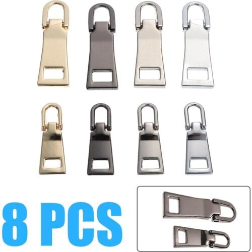 8Pcs Zipper Pull Fixer Replacement #3 #5 Fashion Zipper Pullers Zipper Repair Kits for Clothes Bags DIY Craft