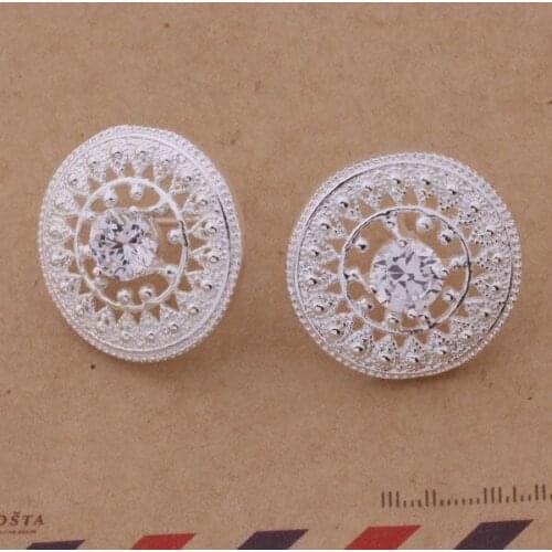 AE389 Hot sterling earrings , fashion jewelry , cyclic annular inlaid stone /cjgalana atiajkpa silver color