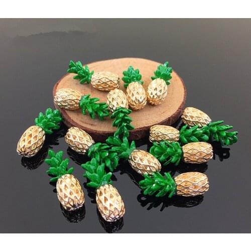 Free Shipping 50PCs 19*22MM 3D Fruit Pinapple Shape Enamel Alloy Pendant Charms DIY Jewelry Findings Oil Drop Metal Charm Craft