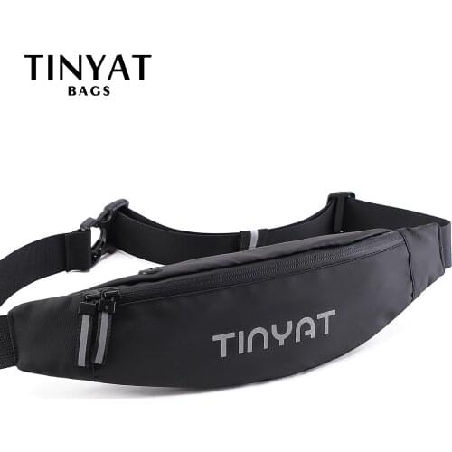 TINYAT Mens Waist Bag Casual Large Phone Belt Bag Pouch SPORT Wasit Bag for Men Fanny Banana Bag Teenger Cool Lightweight Bag