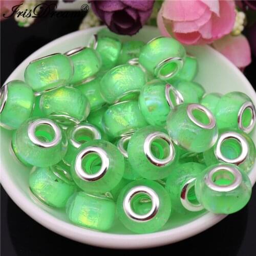 10Pcs/Lot Silver Color Glitter Big Hole DIY Spacer Beads for Jewelry Making Bead fit Pandora Charm Bracelet Snake Chain Necklace