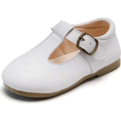 Baby Simple Shoes 2020 New Wide Korean Children Girls Pu Princess Breathable Rubber Danceing Black Flat Shoes Kids Toddler Shoe