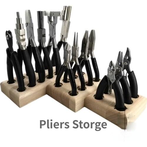 Wooden Pliers Storge Holder DIY Jewelry Tool Plier Organizer Tool Holder Craft Tools Puncher Stamps 1PC Storage Rack