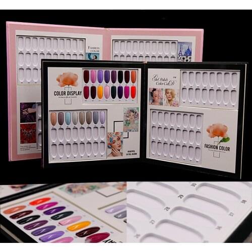 Double-Sided 36/48/60/80/120 Tips Nail Gel Polish Display Card Book Color Board Palette Stand with Nail Tips Salon Show Tools