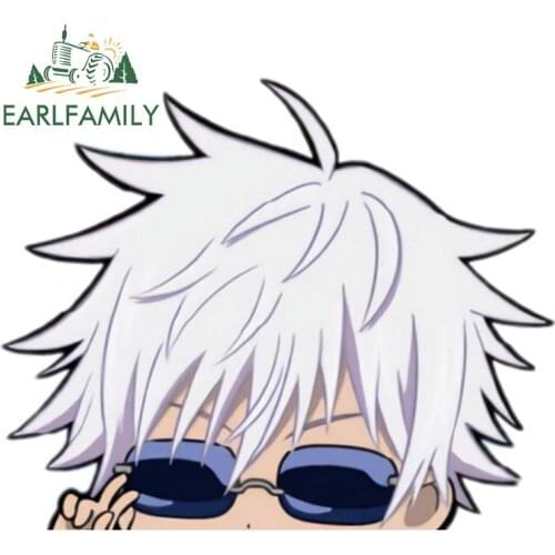 EARLFAMILY 13cm x 10.6cm Gojo Satoru Peeker Car Stickers Jujutsu Kaisen Anime Decals Creative Windshield Bumper Funny Decor