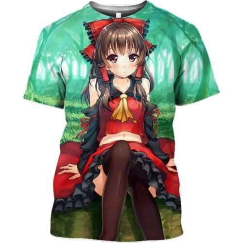 HOXIXIB Anime Girl T Shirt Women Senpai Harajuku Touhou Project Tshirt Men 3D Print Heitai Loli Tatara Kogasa Unisex Streetwear
