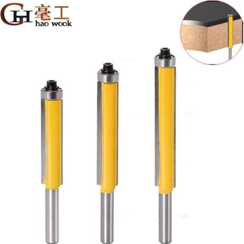 Haowook 8mm Shank Long Blade Flush Bit Flush Trim Router Bit End Bearing For Woodworking Cutting Tool