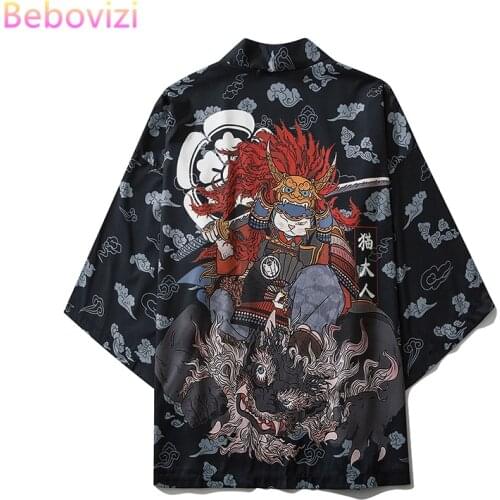 2020 Harajuku Japanese Fashion Kimono Men and Women Cardigan Shirt Blouse Haori Obi Asian Clothes Samurai Male