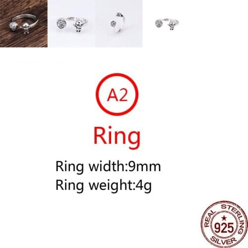 A2 s925 sterling silver ring jewelry punk cross skull style personalized ring retro couple shape gift for friends 2020 new hot