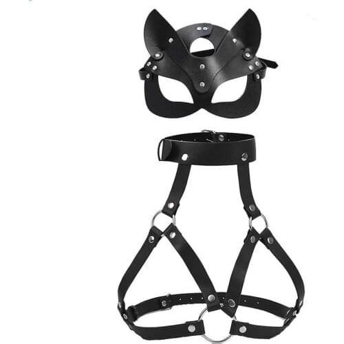 Leather Chest Harness Women BDSM Lingerie Harness Body Bondage Erotic Sexy Suspender Bra Cage Strap Fetish Sex Toys Sex Tools