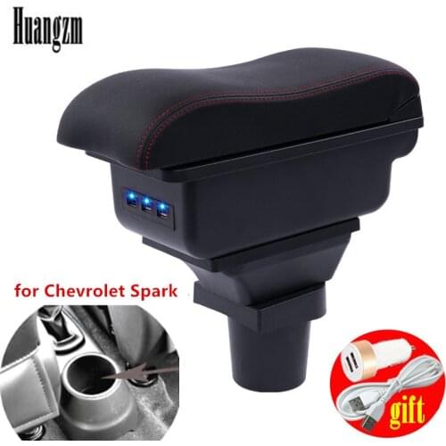 Leather Car Armrest Stroage Box for Chevrolet Spark 2011 2012 2013 2014 2015 2016 2017 Interior Parts Center Console Armrest