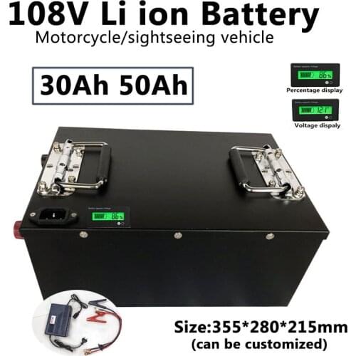 Lithium battery 108V 30Ah 50Ah li ion battery pack with 30S BMS for 9800W scooter Mortorcycle sightseeing vehicle+5A charger