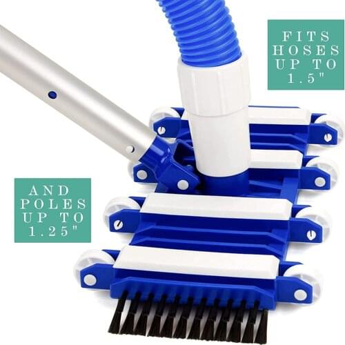 Multifunction Pool Vacuum Head 14 Inches Replacement Pool Vacuum Head Flexible Swimming Cleaning Tool with Side Brush