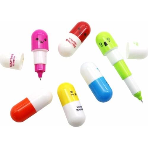 Cartoon Kawaii Capsule Creative Pills Ball Ballpoint Pens Ballpoint Pen For School Writing Supplies Stationery Blue Refill 0.5mm