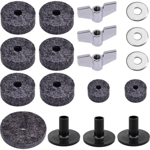 18pcs Drums Felt Set Drum Accessories Set Black Replacement Drums Felt Set Musical Percussion Instrument Accessories