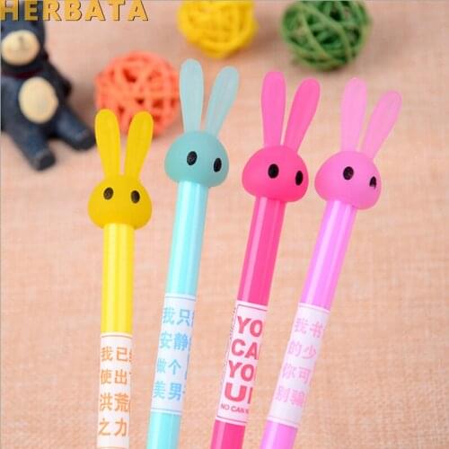 4Pcs/Set Rabbit Gel Pens Set Kawaii School Supplies Office Stationary Photo Album Kawaii Pens Stationery Gel Ink Pen