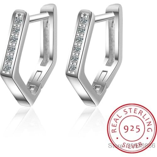 Genuine 925 Silver Summer Simple Minimalist Geometric Angle Clip Earrings Ear Cuff Clip-On Earring Women Jewellery Gift