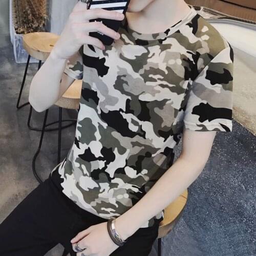 2020 new camouflage short sleeve T-shirt young mens Hong Kong style retro casual T-shirt