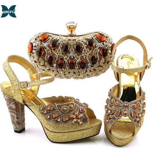 New African Women Sequin Design Wedding Sandal Italy Lady Slingback Shoes And Bag Set Party Women High Heels Shoe Matching A bag